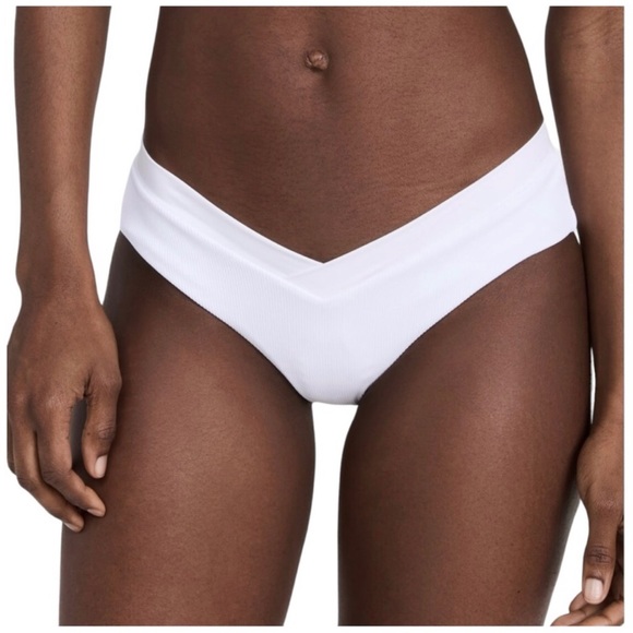 L*Space Pratt White Ribbed Bikini Bottom XL NWT